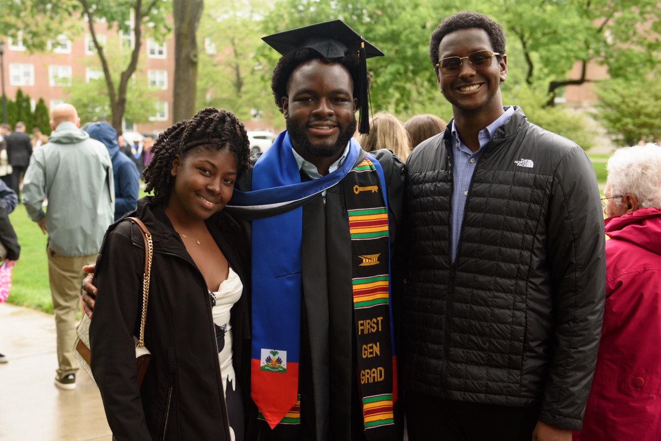 families and friends celebrate post-ceremony