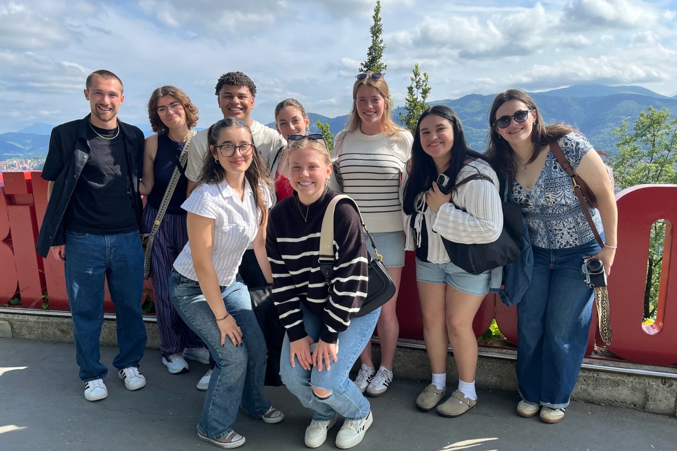 Students from the Spain travel course by the mountains